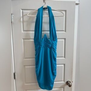 Pretty Little Thing Blue Ruched Mini Dress